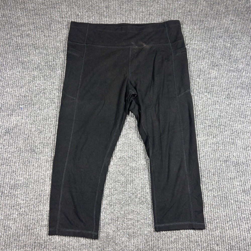 Athletic Works Leggings Womens XL 16-18 Black Capri Activewear Yoga Pants Pocket